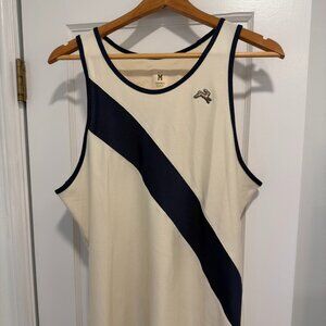 TRACKSMITH Van Cortlandt Singlet - Ivory with blue stripe - Men's M